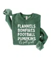 Oat Collective Unisex Flannels Bonfires Football Pumpkins Sweatshirt In Green In Green