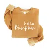 Oat Collective Unisex Hello Pumpkin Graphic Sweatshirt In Heather Mustard In Brown