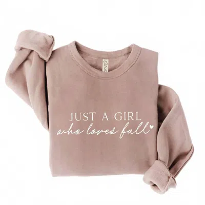 Oat Collective Unisex Just A Girl Fall Sweatshirt In Tan In Pink
