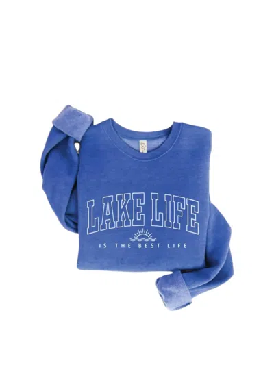 Oat Collective Unisex Lake Life Is The Best Life Sweatshirt In Heather Royal In Blue