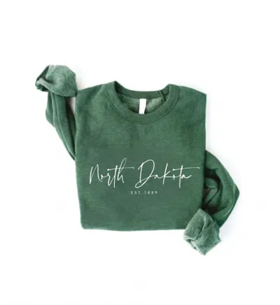 Oat Collective Unisex North Dakota Est. 1889 Graphic Fleece Sweatshirt In Heather Forest