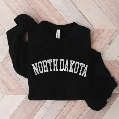 Oat Collective Unisex North Dakota Graphic Fleece Sweatshirt In Black