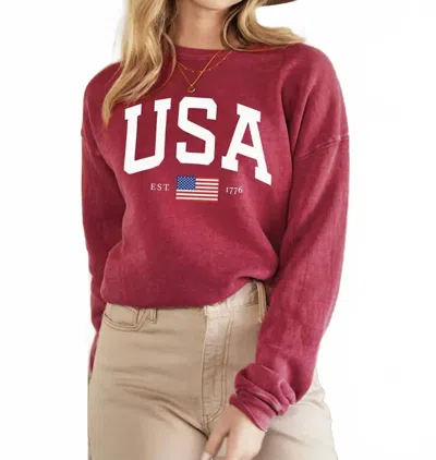 Oat Collective Usa Est.1776 Graphic Sweatshirt In Cranberry Heather In Pink