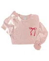 Oat Collective Romee Ribbon Crewneck In Rose In Pink