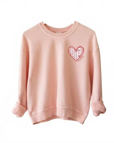Oat Collective Women's Heart Cropped Vintage Pullover In Urban Pink