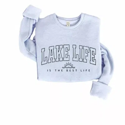 Oat Collective Women's Lake Life Graphic Pullover Sweatshirt In Dusty Blue