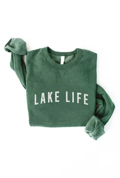 Oat Collective Women's Lake Life Graphic Sweatshirt In Heather Forest In Green
