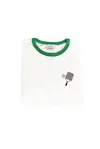 Oat Collective Women's Pickle Baller Ringer Front And Back Graphic Top In Natural/green In Multi