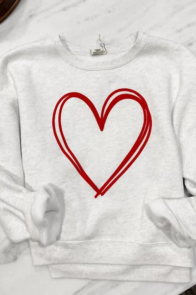 Oat Collective Women's Puff Heart Cropped Sweatshirt In Light Grey