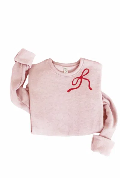 OAT COLLECTIVE WOMEN'S RIBBON BOW GRAPHIC SWEATSHIRT IN ROSE