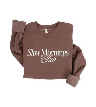 Oat Collective Women's Slow Mornings Crewneck Sweatshirt In Chocolate In Gold