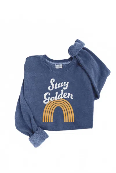 Oat Collective Women's Stay Golden Graphic Sweatshirt In Vintage Denim In Blue