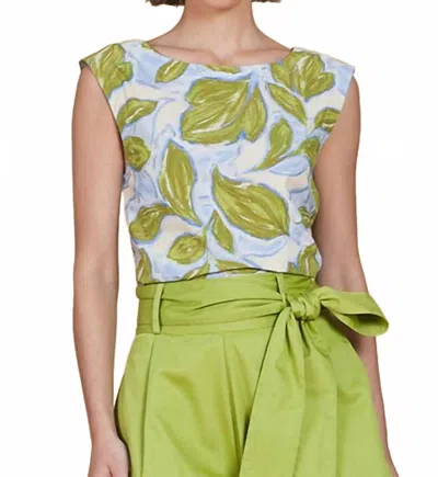 Oat New York Bubble Top In Zest Leaves In Green