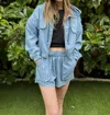 Oat New York Denim Pull On Shorts In Blue