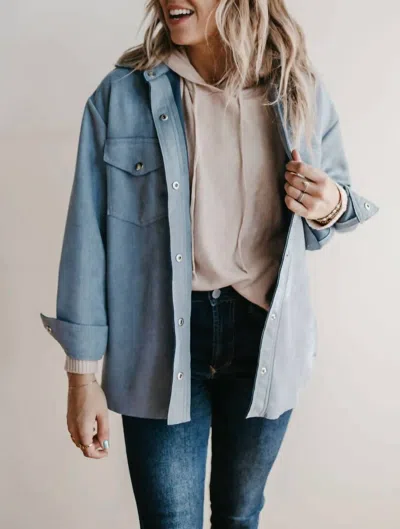 Oat New York Faux Suede Jacket In Dusty Blue