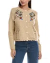 Oat New York Floral Embroidered Cardigan In Brown