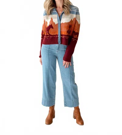 Oat New York Front Mid Seam Baby Wide Jeans In Odell Wash In Multi