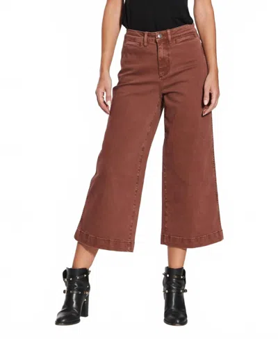 Oat New York High Rise Clean Wide Leg Crop Jeans In Mocha In Brown