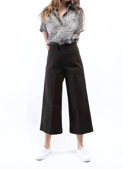 Oat New York High Rise Clean Wide Leg Crop Pants In Black