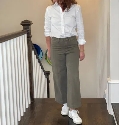 Oat New York High Rise Clean Wide Leg Crop Pants In Olive In Green