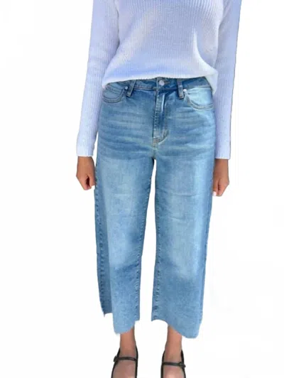 Oat New York High Rise Crop Wide Leg Jeans In Haydee Light Wash In Blue