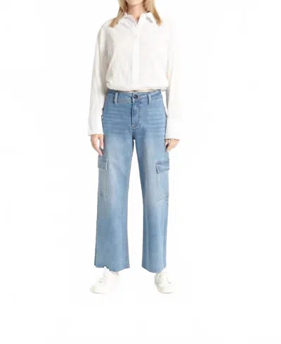 Oat New York High-rise Raw Hem Cargo Pant In Roxy Medium In Blue