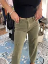 Oat New York High Rise Straight Cargo In Green Olive In Multi