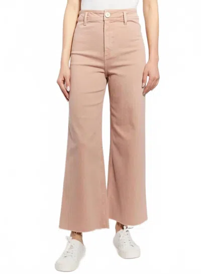 Oat New York Mid Rise Crop Mini Flare With Raw Hem Jeans In Chic Blush In Pink