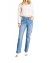 Oat New York Mid Rise Relaxed Straight Jean In Lisbon Light Wash In Blue