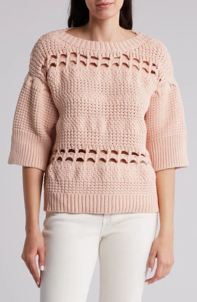 Oat New York Open Knit Sweater In Blush