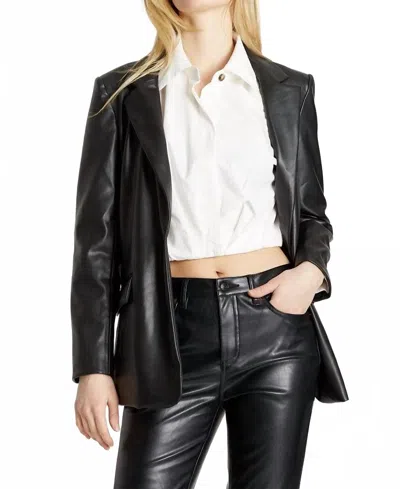 Oat New York Slim Boyfriend Blazer In Black Vegan Leather