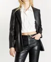 Oat New York Slim Boyfriend Blazer In Black/vegan Leather In Multi