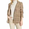 Oat New York Slim Boyfriend Blazer In Brown Beige Multiplaid In Neutral