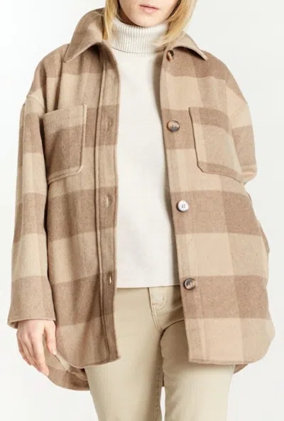 Oat New York Two Pocket Plaid Coat In Latte/mocha In Beige