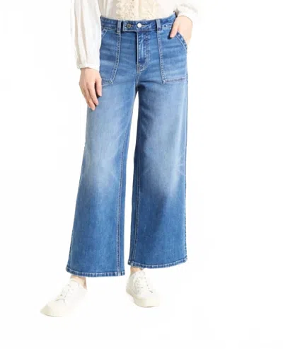 Oat New York Utility Pocket Wide Leg Jean In Dion Wash In Blue