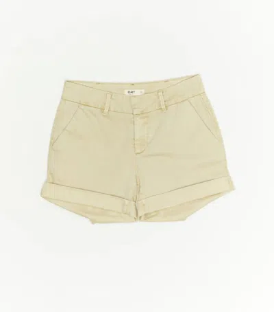 Oat New York Women's Mid Rise Slit Pocket Shorts In New Khaki In Multi