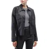 Oat New York Womens Faux Leather Warm Shirt Jacket In Black