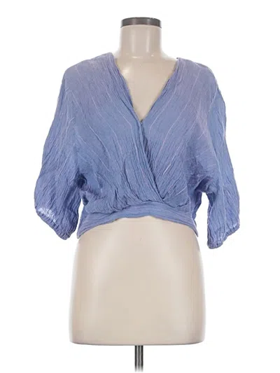 Pre-owned Oat Short Sleeve Blouse In Blue