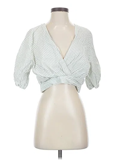 Pre-owned Oat Tank Top Blue Plunge Neckline Tops