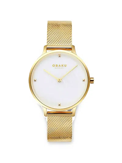 Obaku Figen Mesh-strap 32mm Watch In Gold
