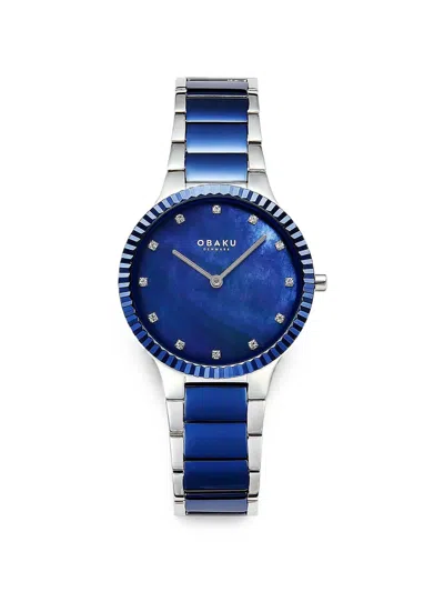 Obaku Linje Fluted Bezel 31mm Watch In Blue