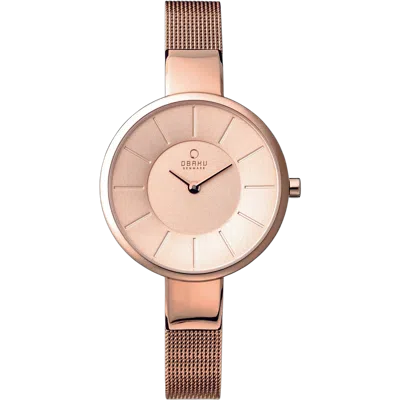 Obaku Minimalist Mesh Watch In Pink