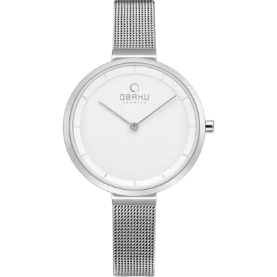 Obaku Minimalist White Dial Watch In Metallic