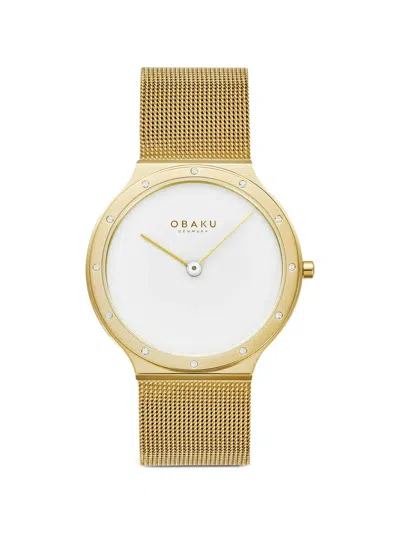 Obaku Note Lille Crystal-embellished 34mm Watch In Gold