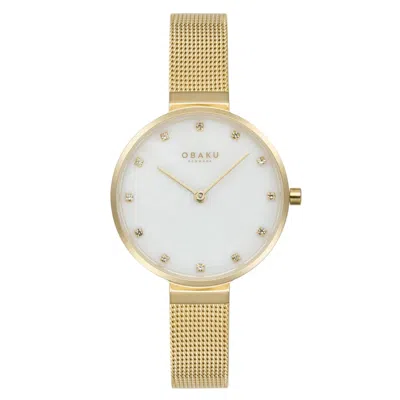 Obaku Women's Analog White Dial Watch In Gold