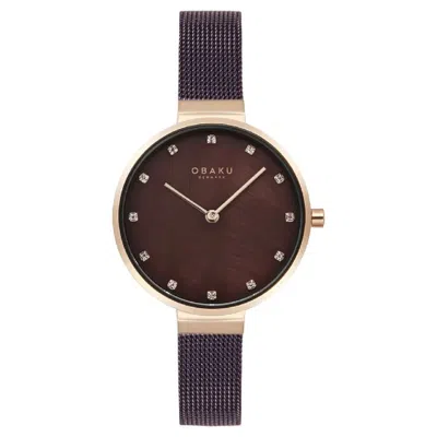 Obaku Women's Anemone Brown Dial Watch In Burgundy