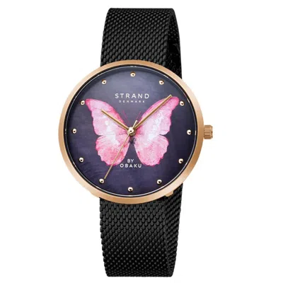 Obaku Women's Butterfly Blue Dial Watch In Black