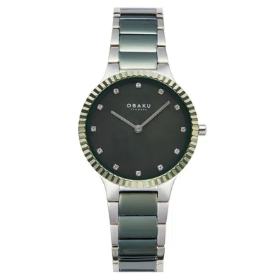 Obaku Women's Linje Black Dial Watch In Green