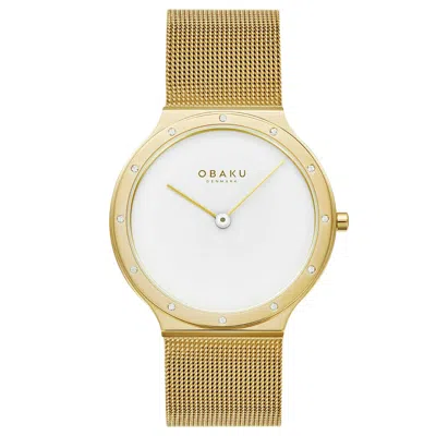 Obaku Women's Note Lille White Dial Watch In Gold
