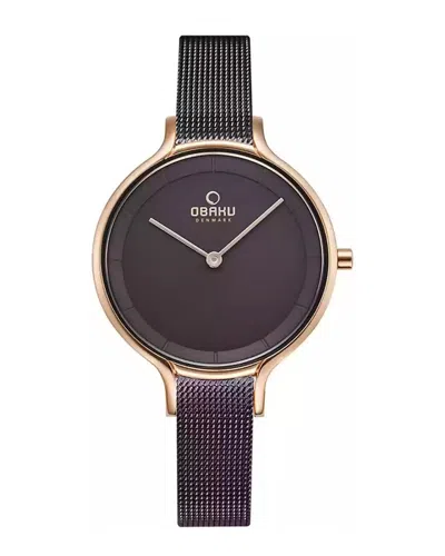 Obaku Walnut Mesh Strap 34mm Watch In Purple